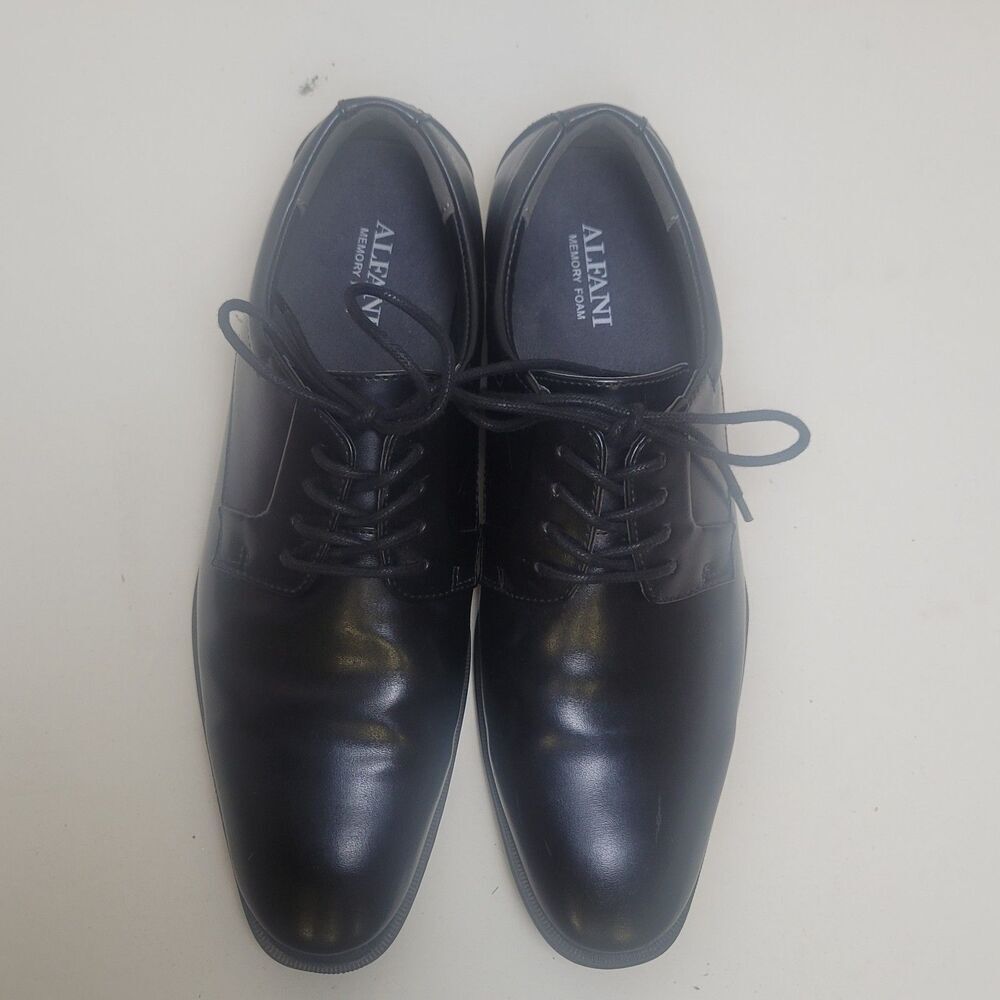Alfani 8‎ Dress Shoes Andrew Black Faux-Leather Plain Toe Lace Up Men - Picture 5 of 12